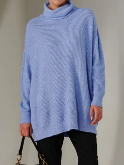 Made In Italy Rib Knitted Roll Neck Jumper, Grapemist