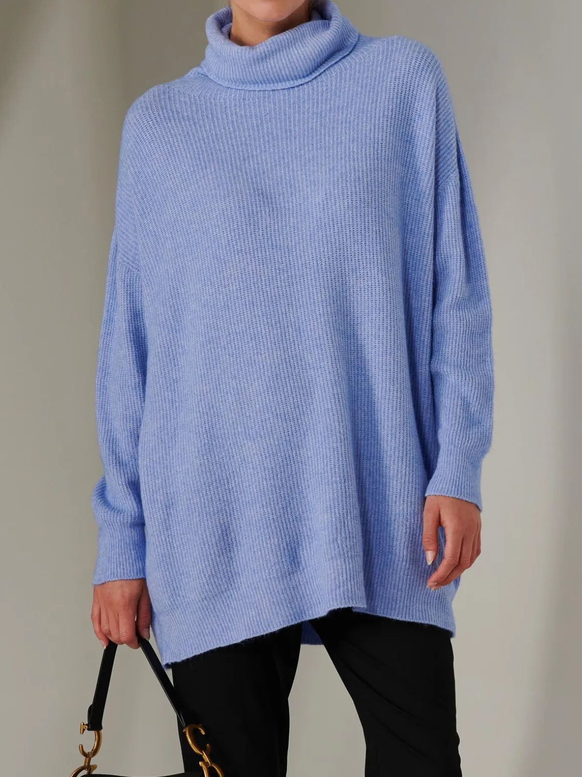 Made In Italy Rib Knitted Roll Neck Jumper, Grapemist