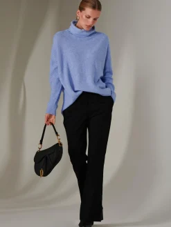 Made In Italy Rib Knitted Roll Neck Jumper, Grapemist
