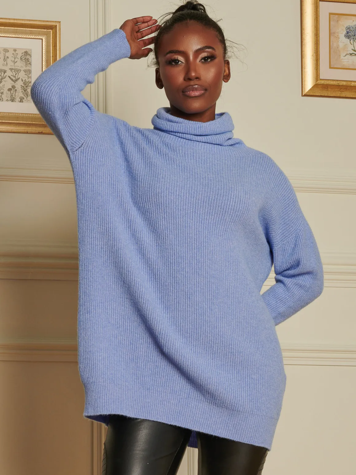 Made In Italy Rib Knitted Roll Neck Jumper, Grapemist