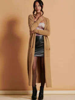Made in Italy Soft Knit Longline Maxi Cardigan, Camel