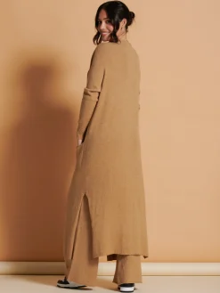Made in Italy Soft Knit Longline Maxi Cardigan, Camel