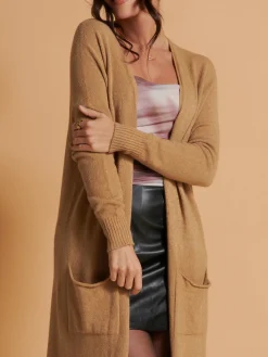 Made in Italy Soft Knit Longline Maxi Cardigan, Camel