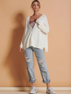Made in Italy Soft Knit Shell Button Cardigan, Butter