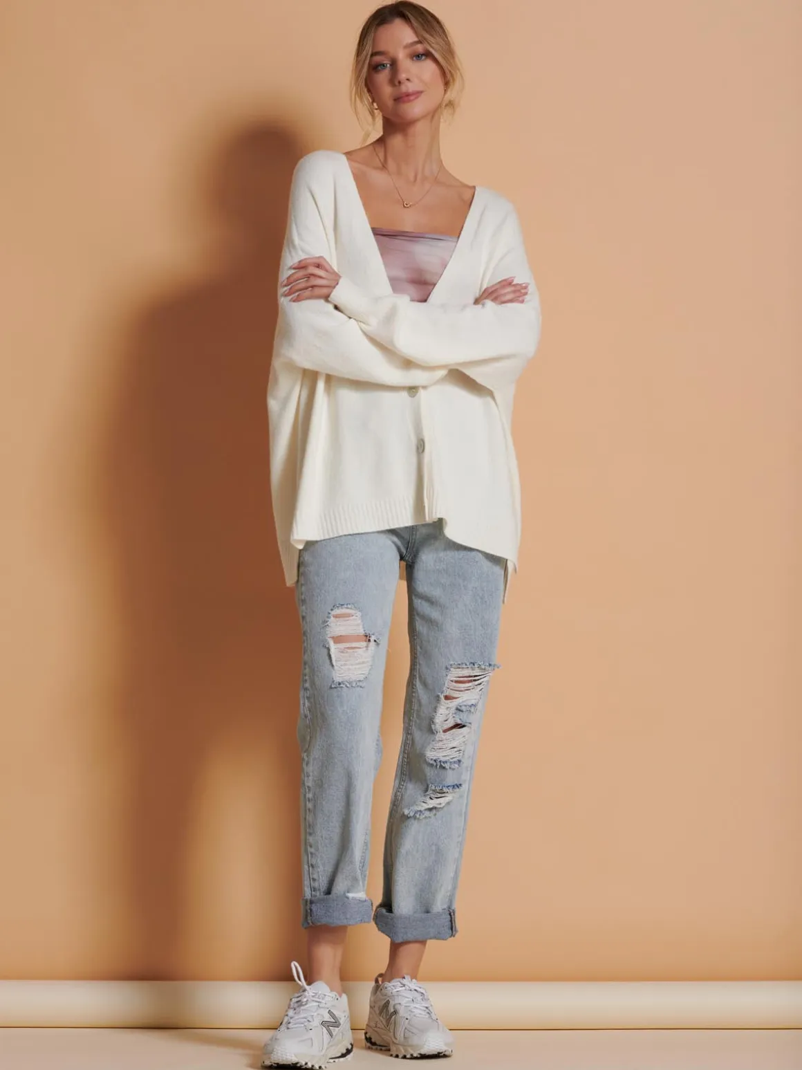 Made in Italy Soft Knit Shell Button Cardigan, Butter