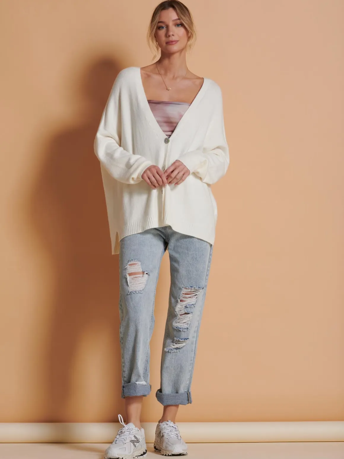 Made in Italy Soft Knit Shell Button Cardigan, Butter