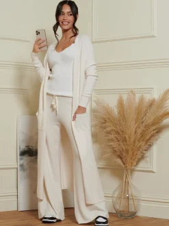 Made In Italy Wide Leg Soft Knit Trousers, Calce
