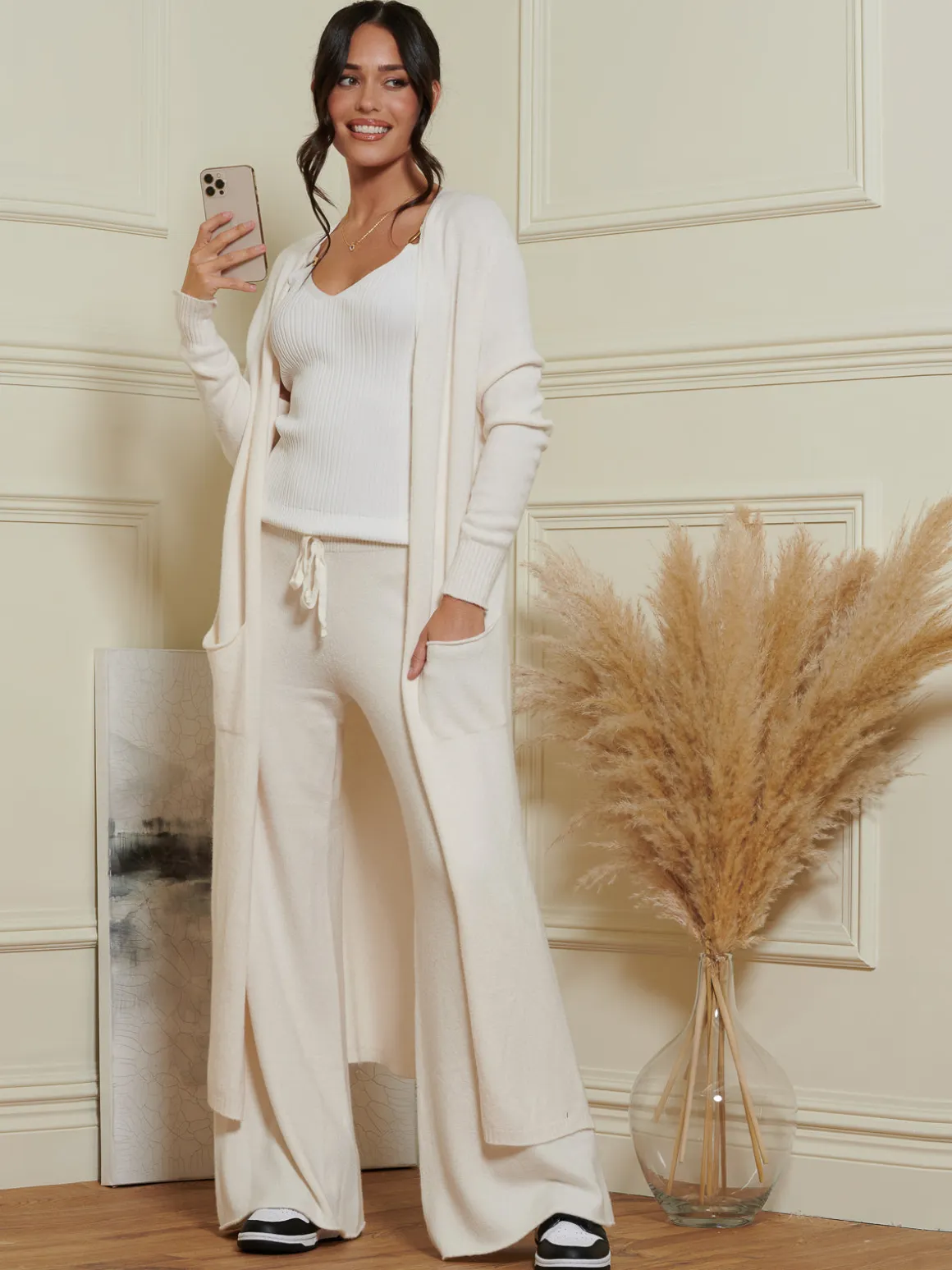 Made In Italy Wide Leg Soft Knit Trousers, Calce