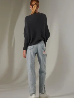 Made in Italy Wool Blend Asymmetric Knit Jumper, Antra