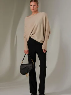 Made in Italy Wool Blend Asymmetric Knit Jumper, Beige