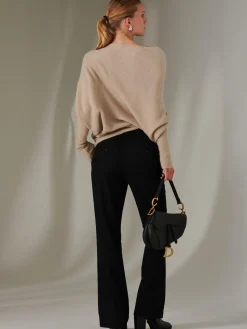 Made in Italy Wool Blend Asymmetric Knit Jumper, Beige
