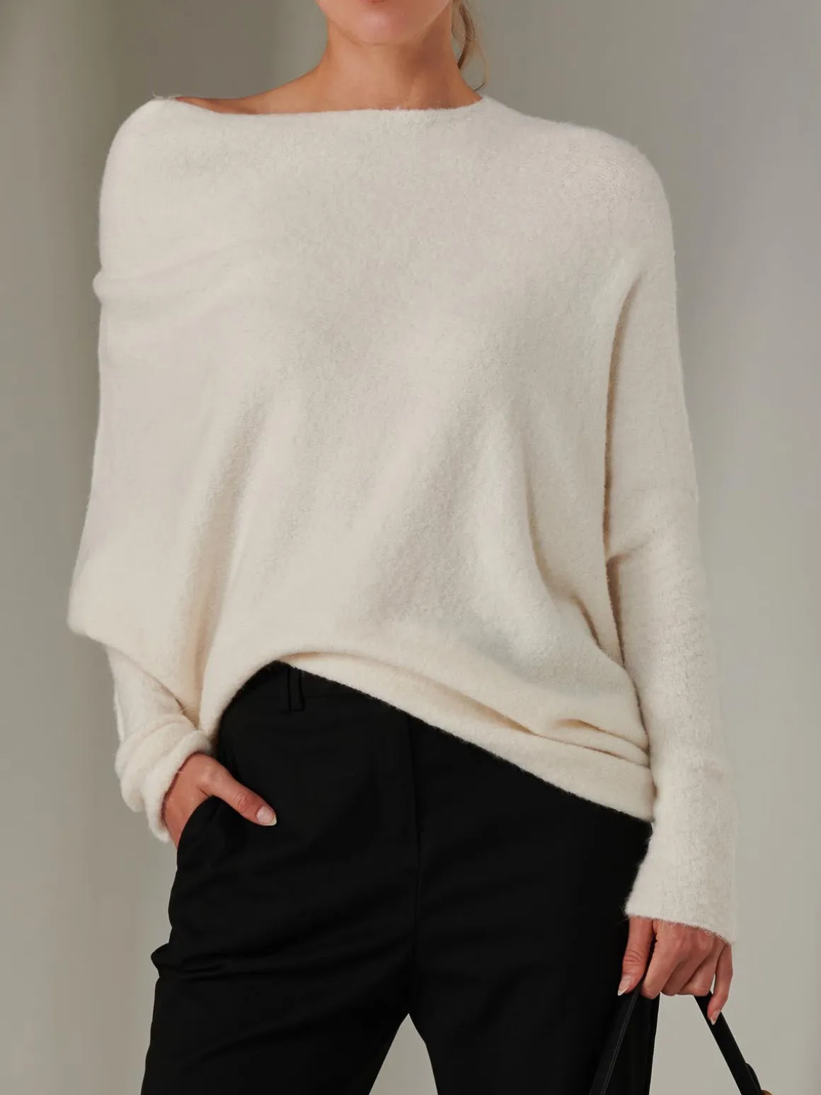Made in Italy Wool Blend Asymmetric Knit Jumper, Calce