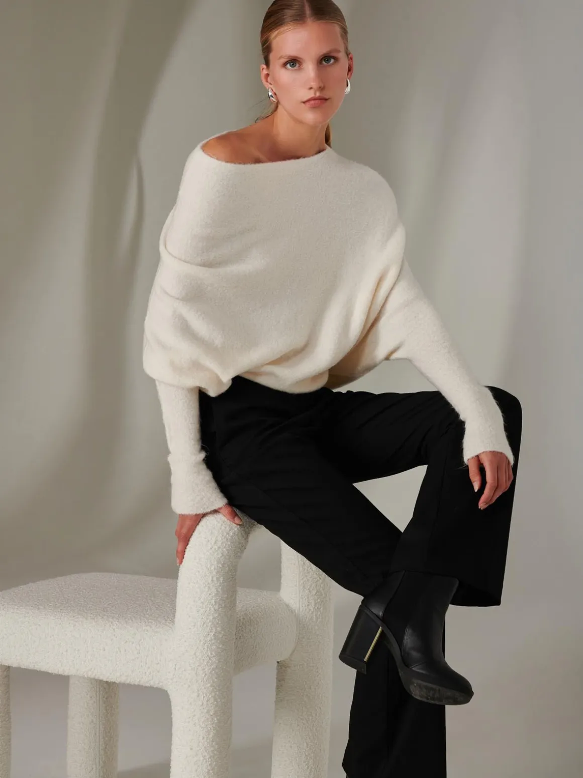 Made in Italy Wool Blend Asymmetric Knit Jumper, Calce