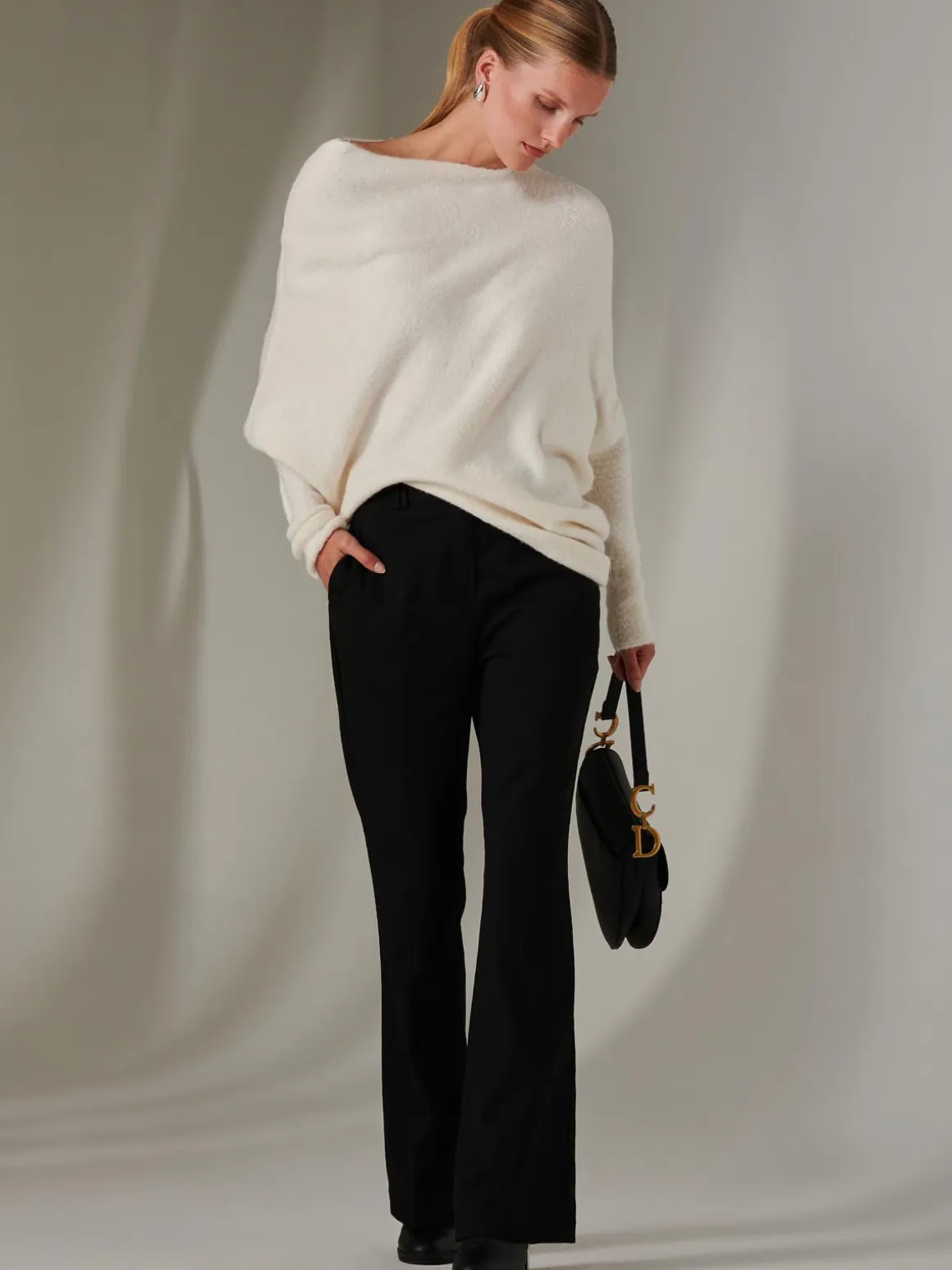 Made in Italy Wool Blend Asymmetric Knit Jumper, Calce