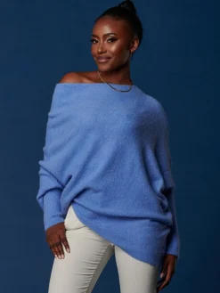 Made in Italy Wool Blend Asymmetric Knit Jumper, Grapemist