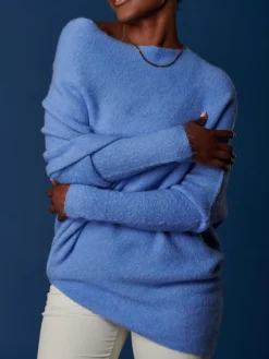 Made in Italy Wool Blend Asymmetric Knit Jumper, Grapemist