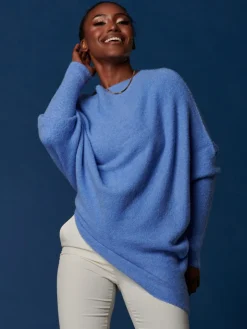Made in Italy Wool Blend Asymmetric Knit Jumper, Grapemist