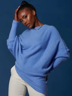 Made in Italy Wool Blend Asymmetric Knit Jumper, Grapemist