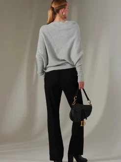 Made in Italy Wool Blend Asymmetric Knit Jumper, Perla
