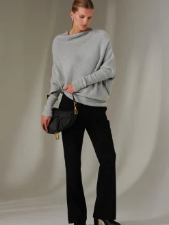 Made in Italy Wool Blend Asymmetric Knit Jumper, Perla