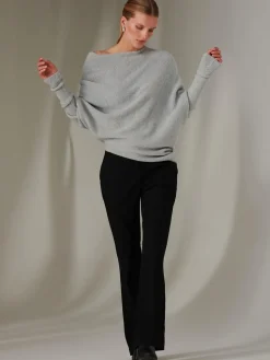 Made in Italy Wool Blend Asymmetric Knit Jumper, Perla