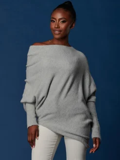 Made in Italy Wool Blend Asymmetric Knit Jumper, Perla