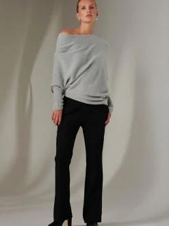 Made in Italy Wool Blend Asymmetric Knit Jumper, Perla