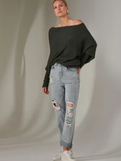 Made in Italy Wool Blend Asymmetric Knit Jumper, Rosin