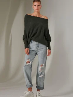 Made in Italy Wool Blend Asymmetric Knit Jumper, Rosin