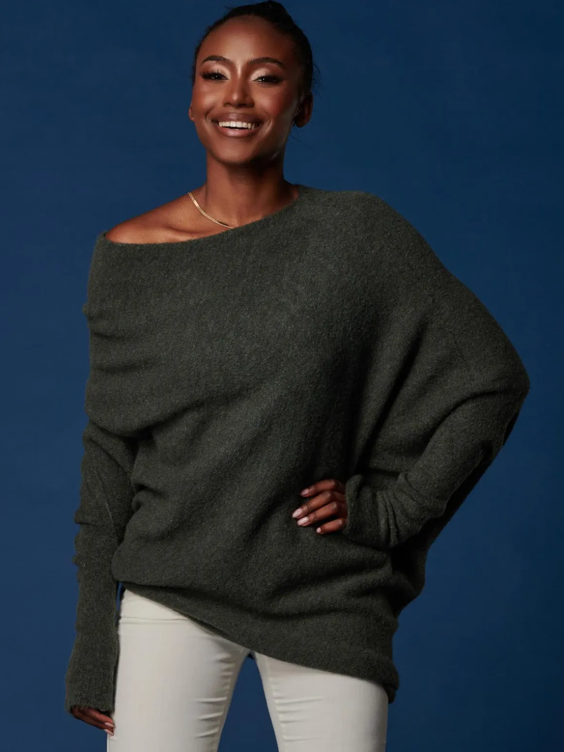 Made in Italy Wool Blend Asymmetric Knit Jumper, Rosin