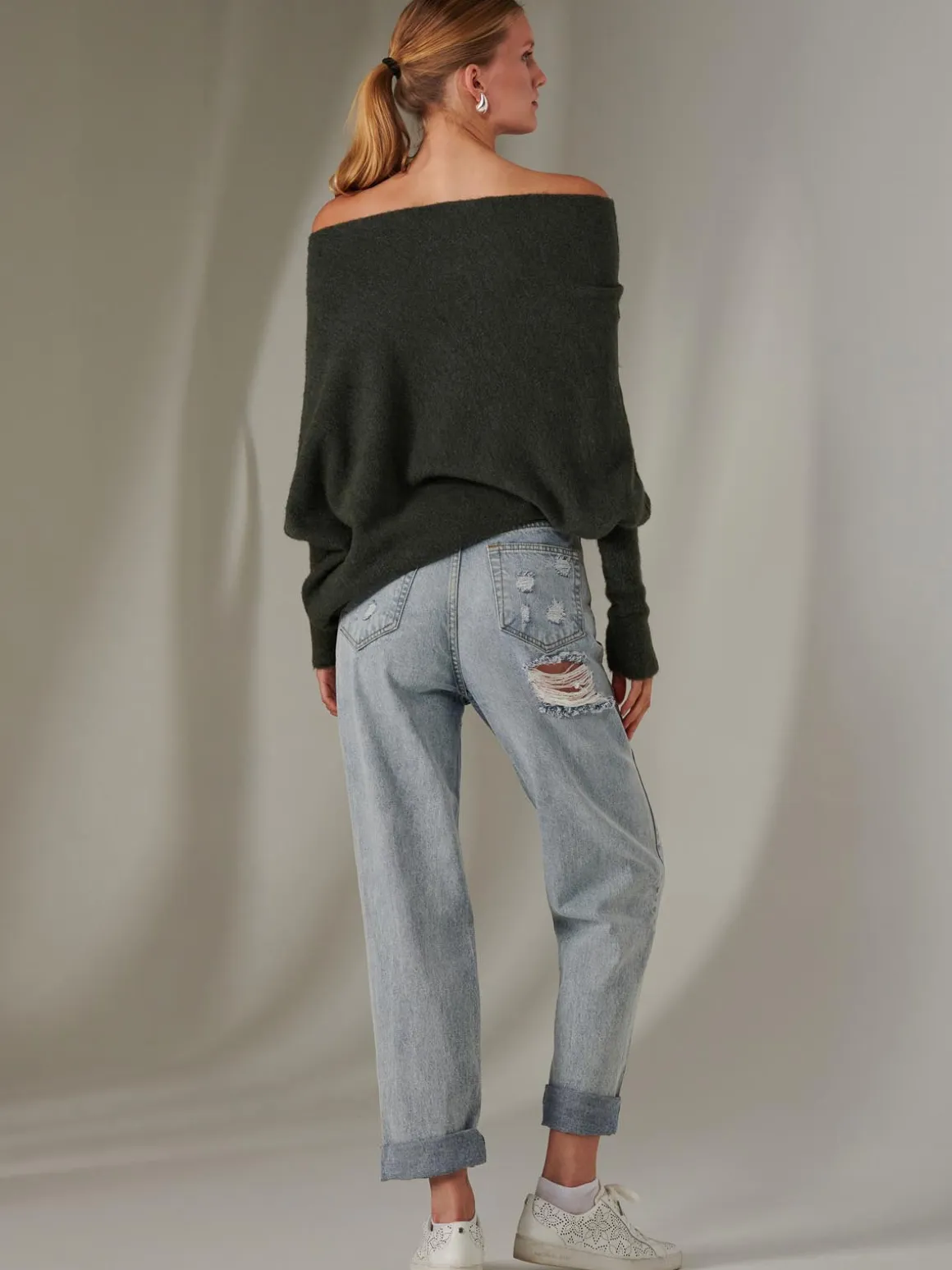 Made in Italy Wool Blend Asymmetric Knit Jumper, Rosin