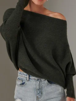 Made in Italy Wool Blend Asymmetric Knit Jumper, Rosin