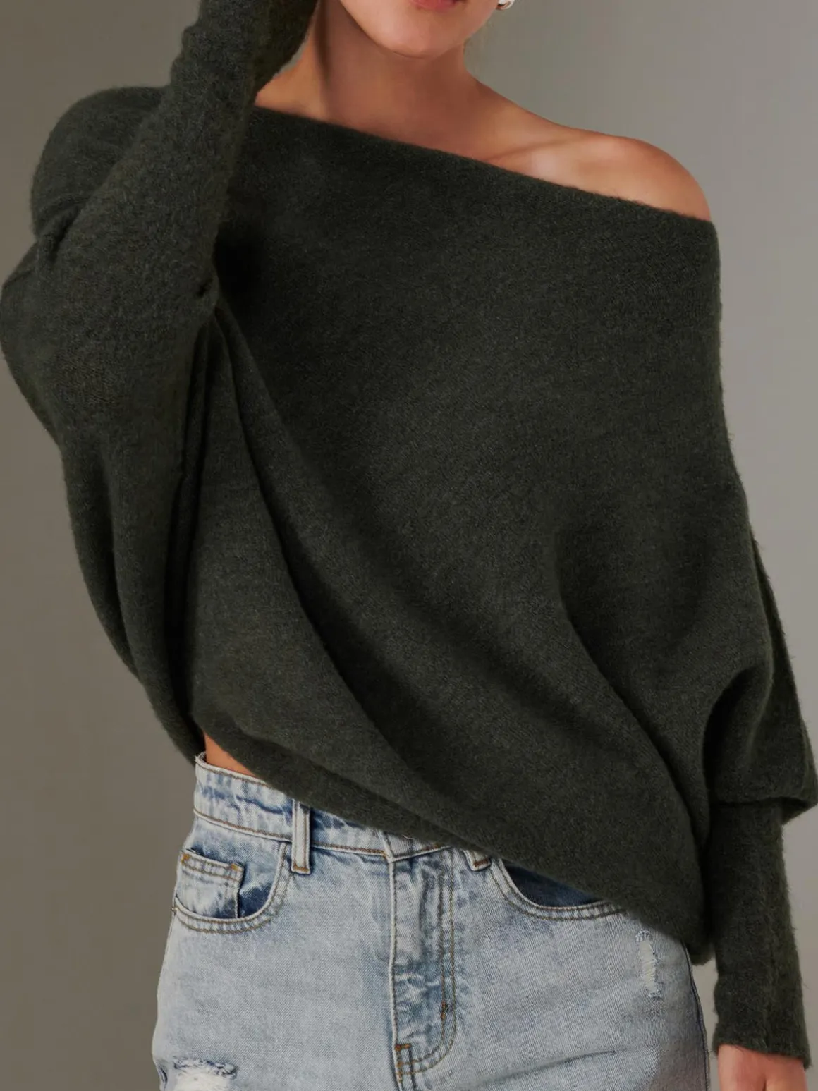 Made in Italy Wool Blend Asymmetric Knit Jumper, Rosin