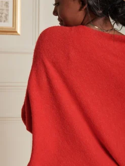 Made in Italy Wool Blend Asymmetric Knit Jumper, Scarlet Red
