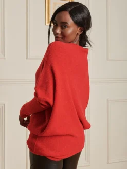 Made in Italy Wool Blend Asymmetric Knit Jumper, Scarlet Red