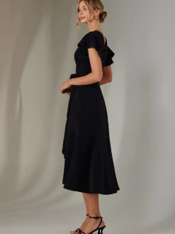 Marlie Metallic Angel Sleeve Maxi Dress, Navy