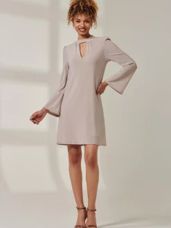 Metallic Keyhole Detail Tunic Dress, Rose Gold