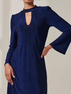 Metallic Keyhole Detail Tunic Dress, Royal Blue