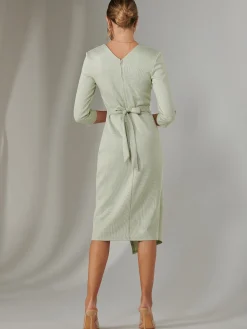 Metallic Wrap Bodycon Dress, Light Green