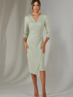 Metallic Wrap Bodycon Dress, Light Green