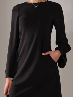 Midi A Line Dress, Black