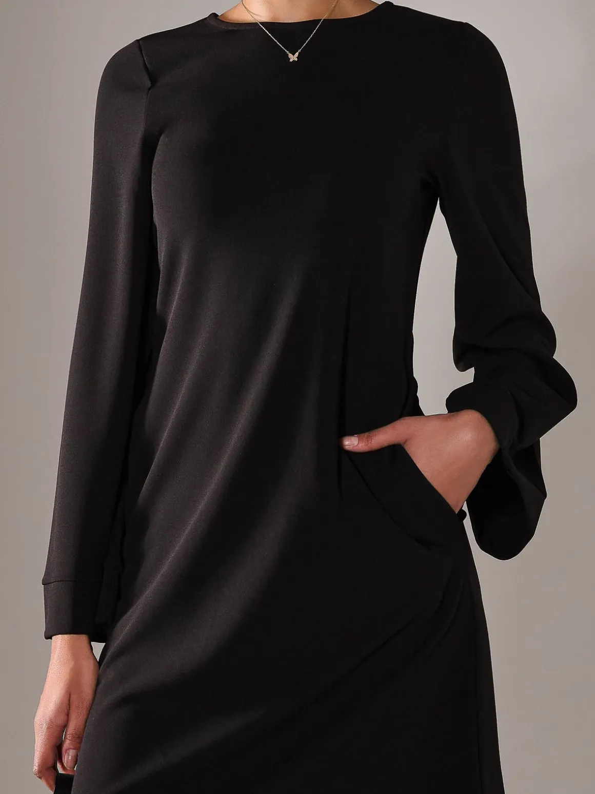 Midi A Line Dress, Black