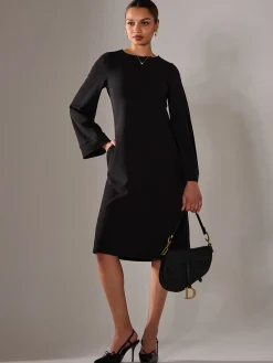 Midi A Line Dress, Black