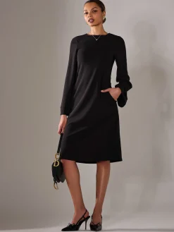 Midi A Line Dress, Black