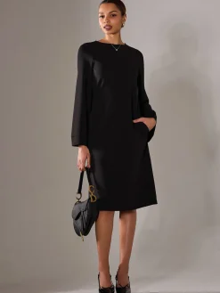 Midi A Line Dress, Black