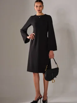 Midi A Line Dress, Black