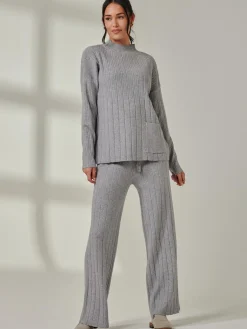 Mockneck Pocket Knit Jumper, Dove Heather
