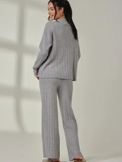 Mockneck Pocket Knit Jumper, Dove Heather