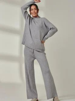 Mockneck Pocket Knit Jumper, Dove Heather