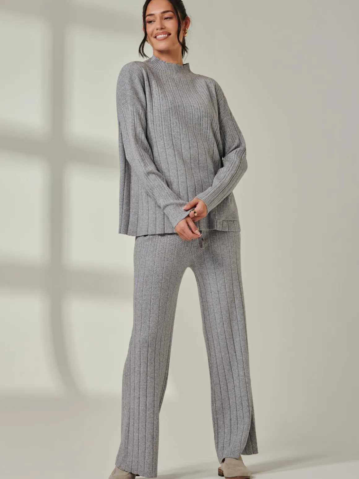 Mockneck Pocket Knit Jumper, Dove Heather